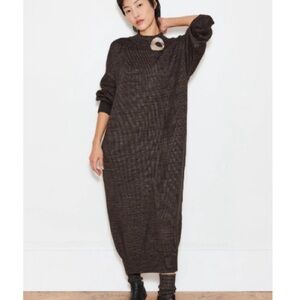 Misha & Puff 100% merino wool Twyla dress in bark (brown) size M/L